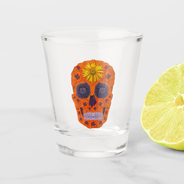 Flower Skull 1 Shot Glass (Front)