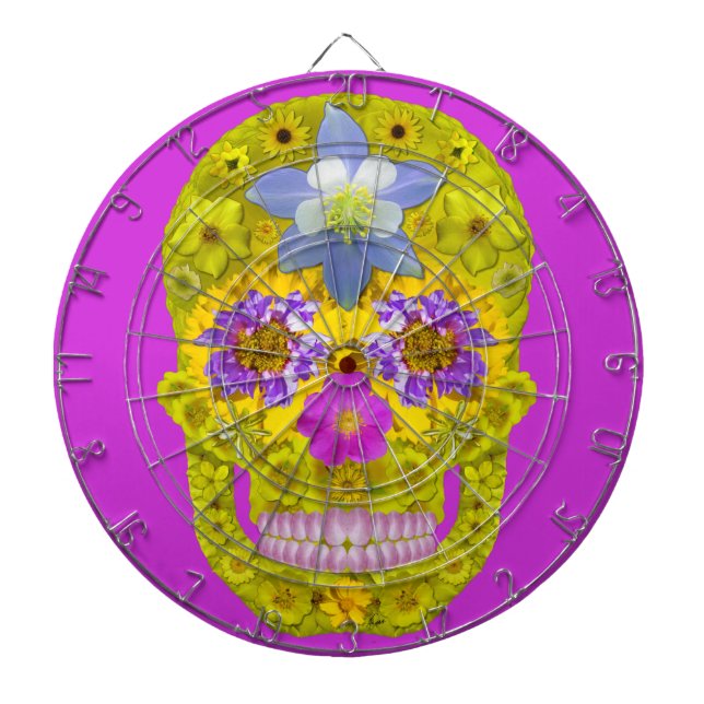 Flower Skull 3 Dartboard (Front)