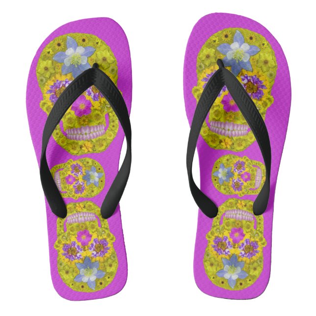Flower Skull 3 Jandals (Footbed)