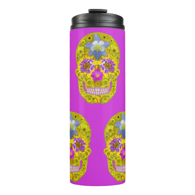 Flower Skull 3 Thermal Tumbler (Front)