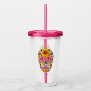 Flower Skull 4-Tropical Acrylic Tumbler