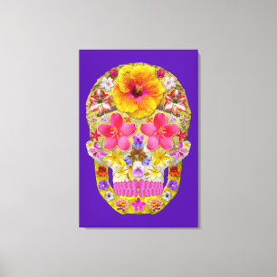 Flower Skull 4 - Tropical Canvas Print