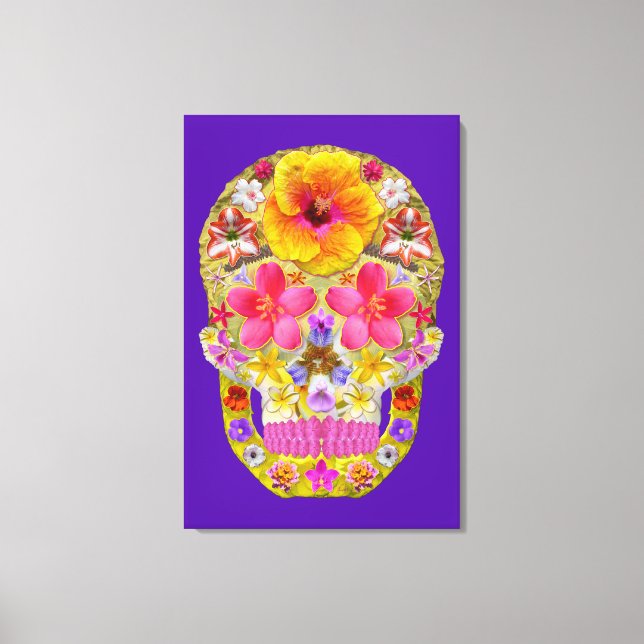 Flower Skull 4 - Tropical Canvas Print (Front)
