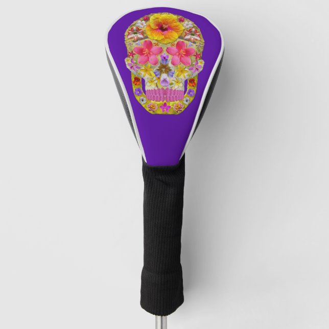 Flower Skull 4 - Tropical Golf Head Cover (Front)