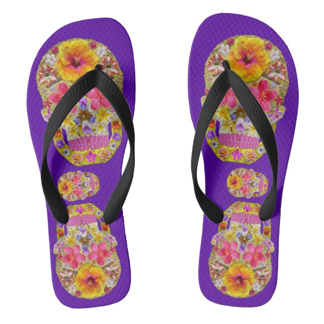 Flower Skull 4 - Tropical Jandals (Footbed)
