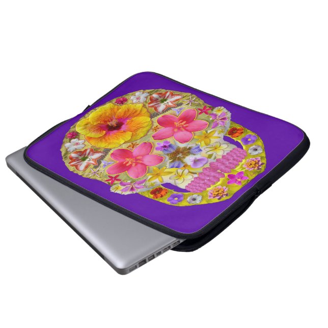 Flower Skull 4 - Tropical Laptop Sleeve (Front Bottom)