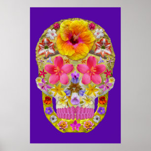 Flower Skull 4 - Tropical Poster