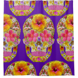 Flower Skull 4 - Tropical Shower Curtain