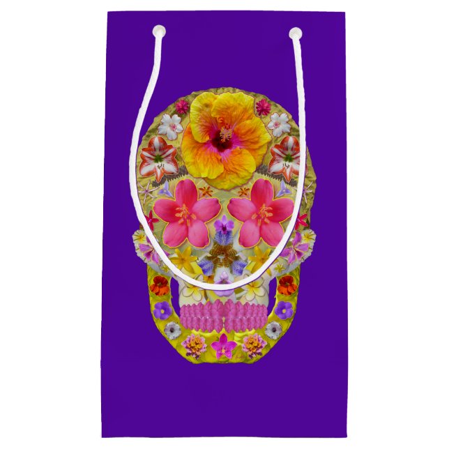 Flower Skull 4 - Tropical Small Gift Bag (Front)