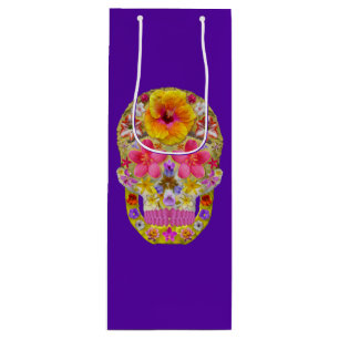 Flower Skull 4 - Tropical Wine Gift Bag