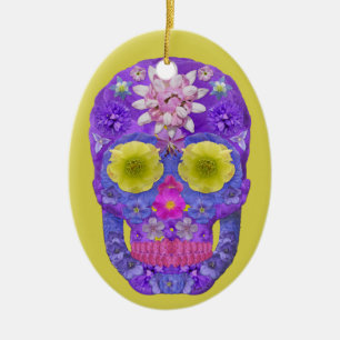 Flower Skull 5 Ceramic Tree Decoration