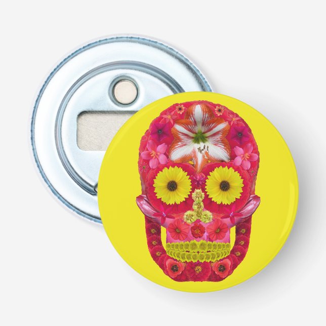 Flower Skull 6 Bottle Opener (Front)