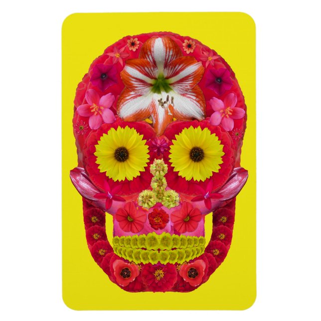Flower Skull 6 Magnet (Vertical)