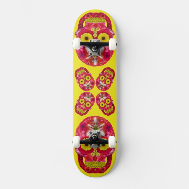 Flower Skull 6 Skateboard (Front)