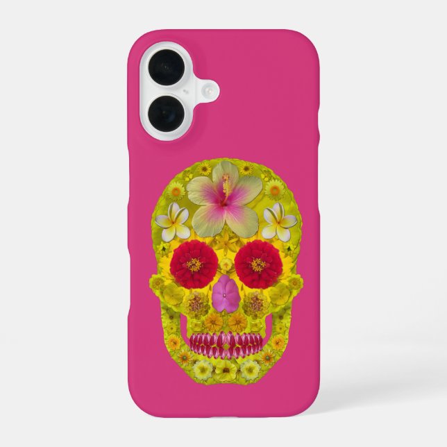 Flower Skull 8 iPhone 16 Case (Back)