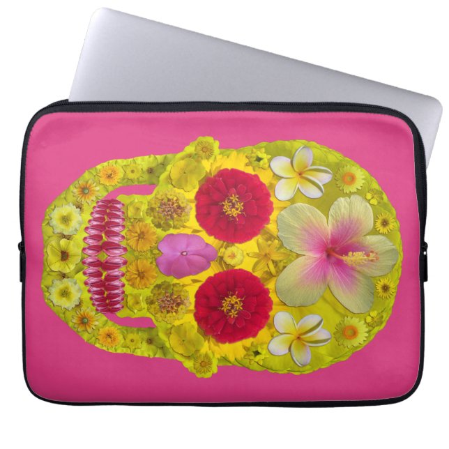 Flower Skull 8 Laptop Sleeve (Front)