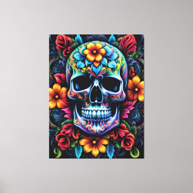 Flower Skull Canvas Print (Front)