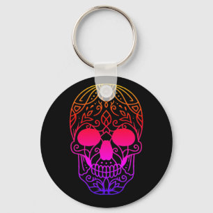 Flower Skull Key Ring