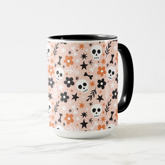 Flower Skull Pattern Mug (Front Right)