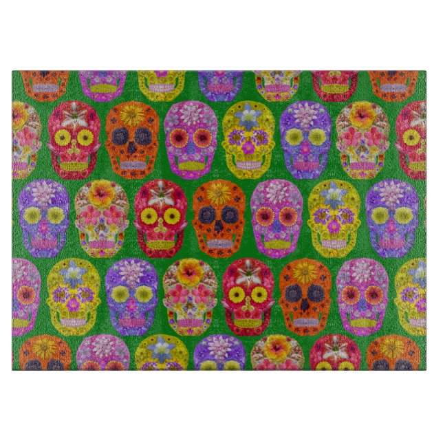 Flower Skulls Seamless Pattern 2018 Cutting Board (Front)