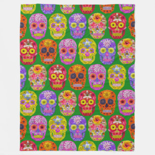 Flower Skulls Seamless Pattern 2018 Fleece Blanket