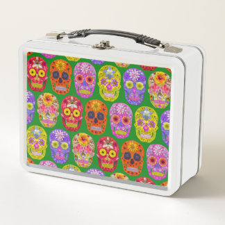 Flower Skulls Seamless Pattern 2018 Metal Lunch Box