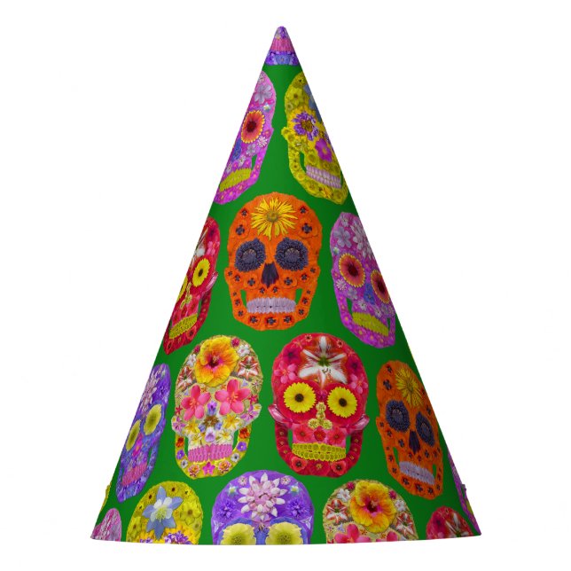 Flower Skulls Seamless Pattern 2018 Party Hat (Front)