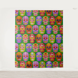 Flower Skulls Seamless Pattern 2018 Tapestry