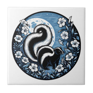 Flower Skunk Artwork Skunks Floral Tile