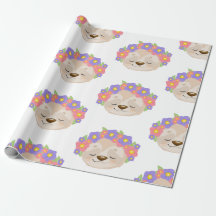 Flower Sloth Wrapping Paper