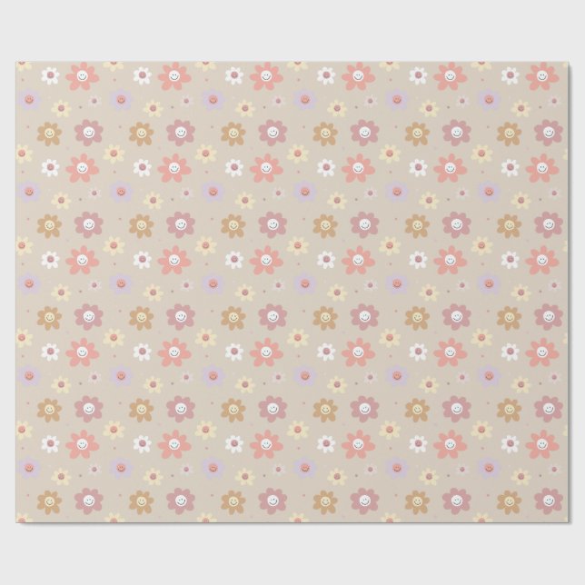 Flower Smiley Wrapping Paper (Flat)