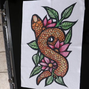 Flower Snake Tea Towel