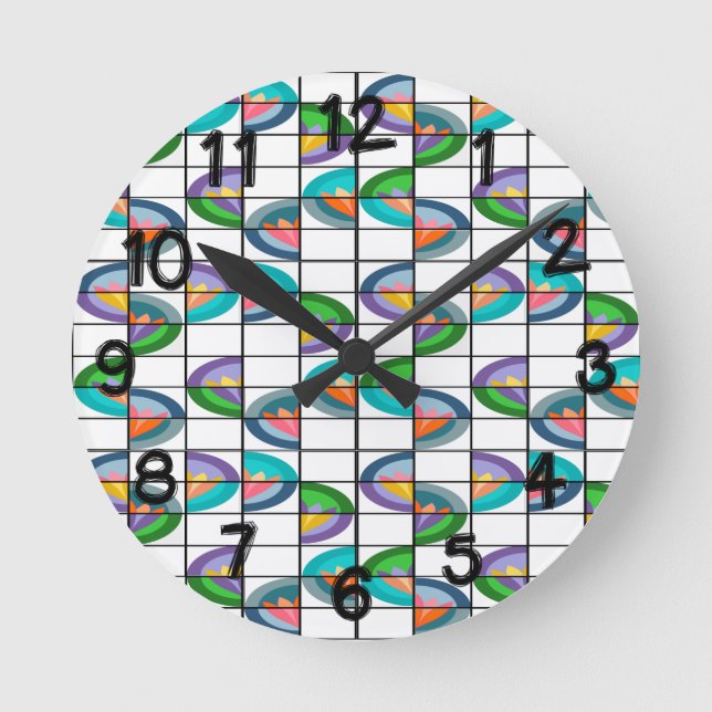 Flower Splits Round Clock (Front)
