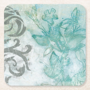 Flower Spray II Square Paper Coaster