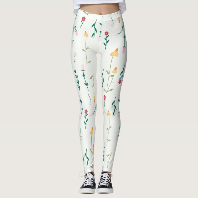 Flower Spring Blooming Floral Leggings (Front)