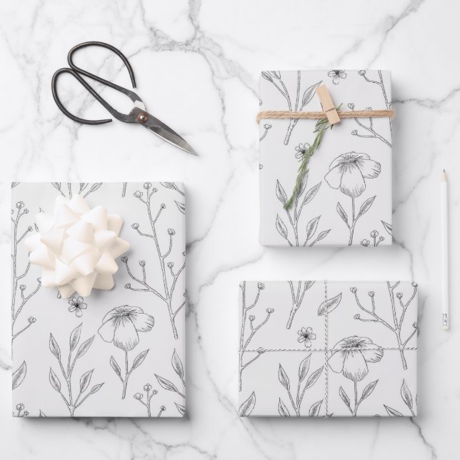 Flower Spring Blooming Floral Seamless Wrapping Paper Sheet (Front)