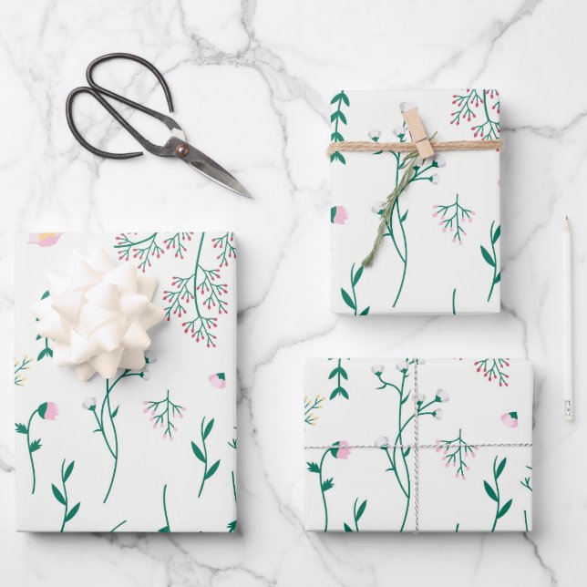 Flower Spring Blooming Floral Seamless Wrapping Paper Sheet (Front)