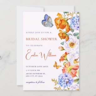 Flower spring garden butterfly bridal shower invitation