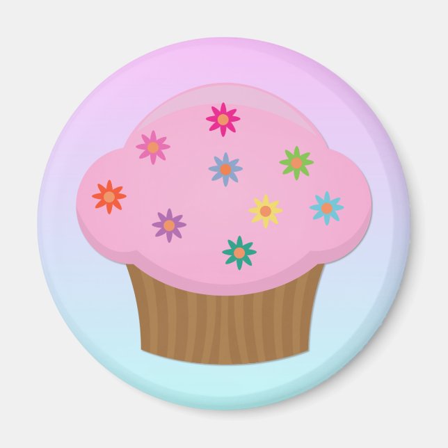 Flower Sprinkles Cupcake Magnet (Front)