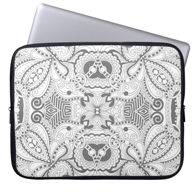 Flower Square Doodle Laptop Sleeve (Front)