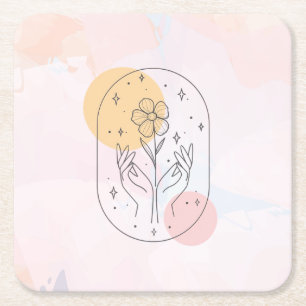 Flower Square Paper Coaster