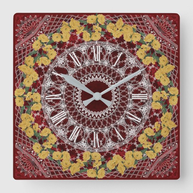 Flower Square Wall Clock (Front)