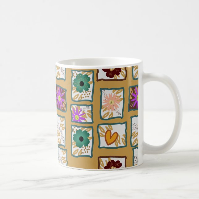 Flower stamp pattern  coffee mug (Right)