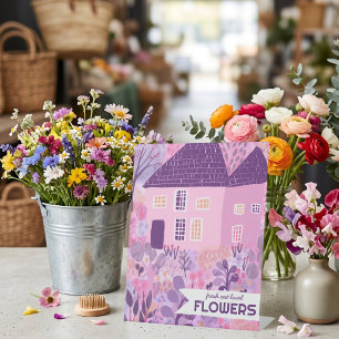 Flower Stand Florist Home-grown Garden Watercolor Pedestal Sign