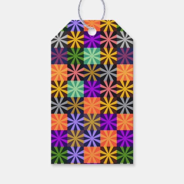 Flower Star Colourful Pattern Gift Tags (Front)