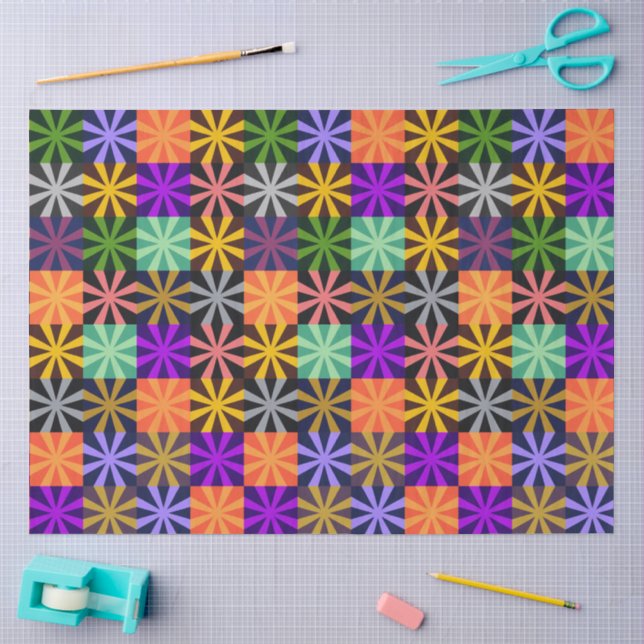 Flower Star Colourful Pattern Tissue Paper (Craft)