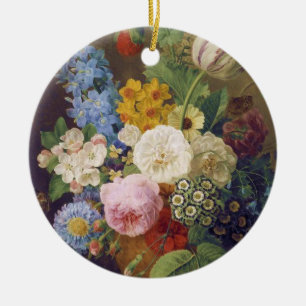 Flower Still Life by Jean Ulrich Tournier Ceramic Tree Decoration