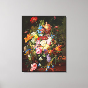 Flower Still Life Of Roses Tulips And Carnation Canvas Print