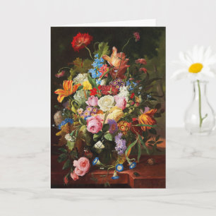 Flower Still Life Of Roses Tulips And Carnation Card