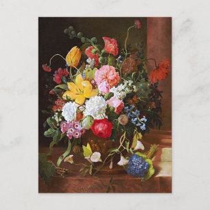 Flower Still Life Of Roses,Tulips And Violets Postcard
